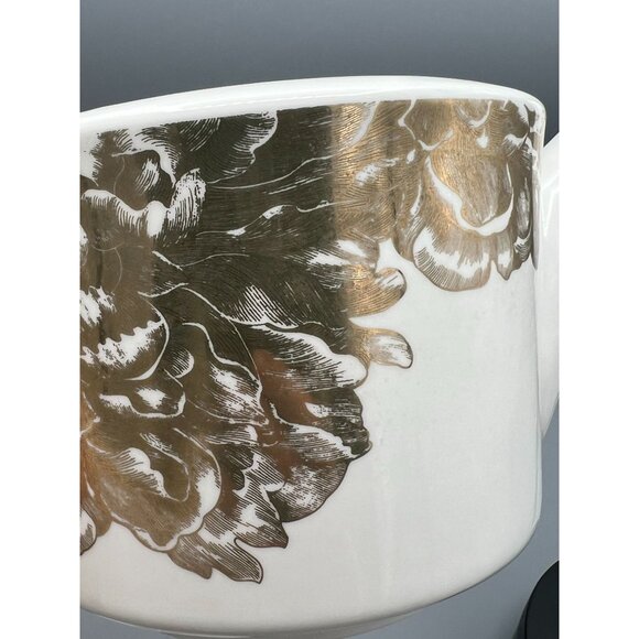 Nicole Miller Home Teapot Gold on White Contemporary Floral Design High Tea - Picture 10 of 11